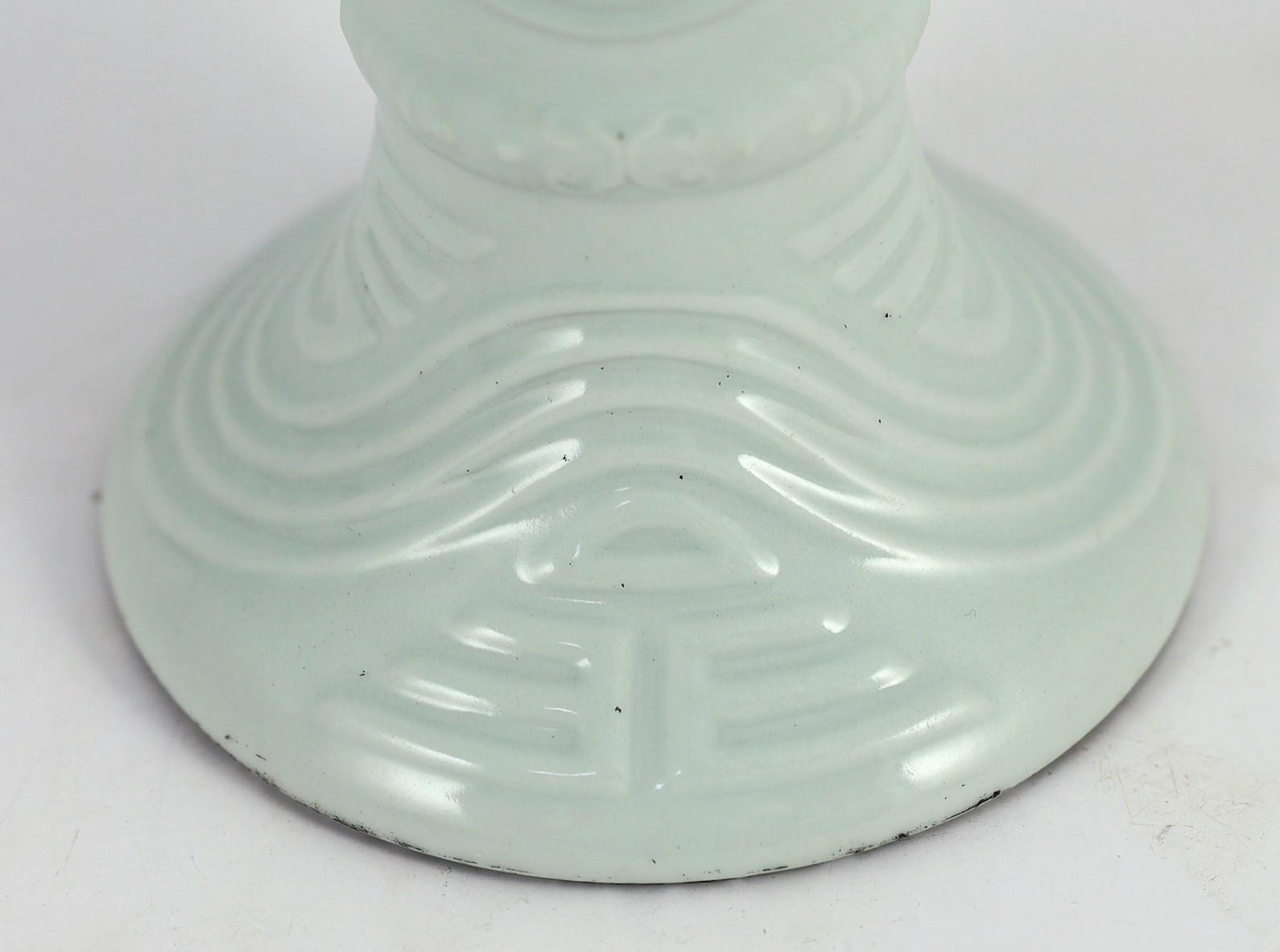 A Chinese white glazed vessel and cover, dou, Qing or later, 25cm high